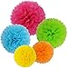 SOOKOO 15 PCS Tissue Paper Pom Poms in 14 Inch, 12 Inch, 10 Inch Assorted Rainbow Colors Paper Flowers Balls for Birthday Wedding Christmas Party and Festival Decorations