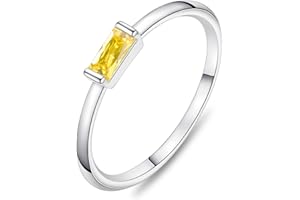 KOHOTA Silver Birthstone Rings for Women Dainty Stackable Engagement Wedding Promise Rings Non Tarnish CZ Emerald Green Gemstone Ring Mothers Birthday Gift Size 6-10