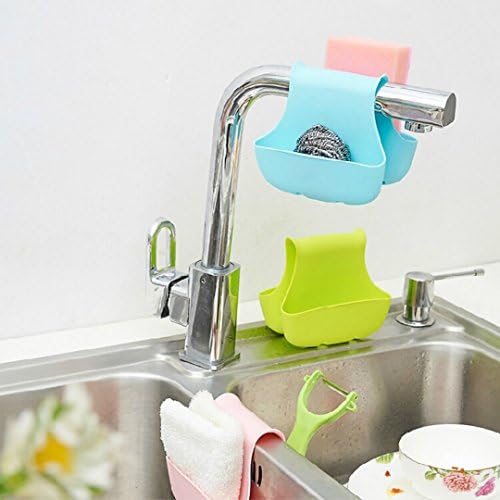Kitchen Sink Sponge Storage Drainage Sack Saddle-type dual-use Drainage basket Shelves (Random color)