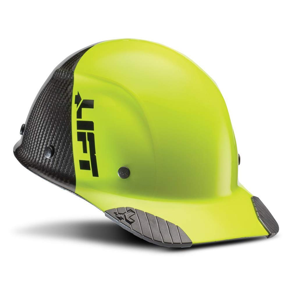 LIFT Safety DAX Fifty 50 Carbon Fiber Cap Style Hardhat ANSI Compliant 6 Point Upgraded Suspension Triple Reinforced Crown, Class C (Hi Viz Yellow - Carbon Fiber)