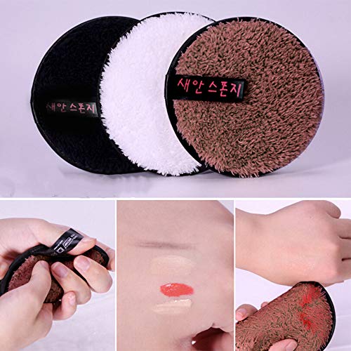 Inverlee Microfiber Makeup Remover Pads Reusable Soft Face Facial Cleaning Puffs Towels Travel Size (3PC-Black,Coffee,White)
