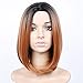 JINKAILI HAIR Synthetic Short Bob Wigs Free Middle Part Full Wig for Women Dark Roots Blonde Color Wigs