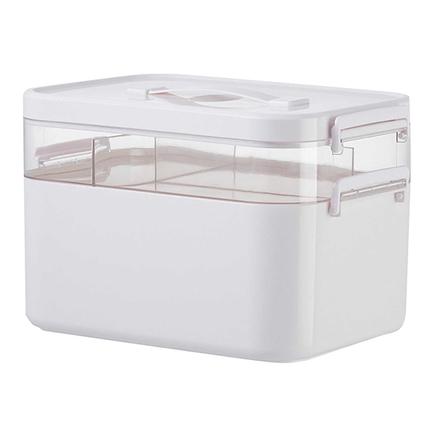 Medicine Storage Box Organiser - Double Layers Multi Grid First Aid Box With Lid - Portable Medication Cabinet for Home, School, Office (M)