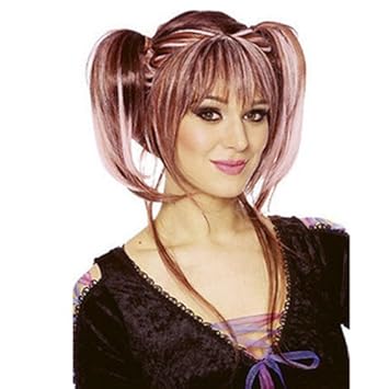 Amazon Com Punk Rock Gothic Fairy Witch Costume Wig Braids Red