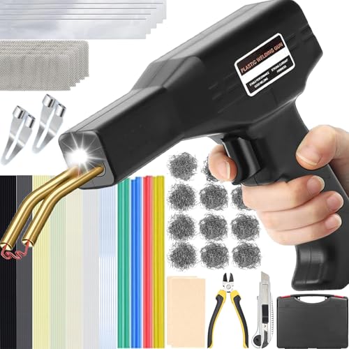 220W 2 in 1 Plastic Welding Machine with 800pcs Welding Nails (6 Models), Car Bumper Repair Kit with 56pcs Welding Rods, Used for Plastic Welding (Black)