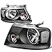 Auto Dynasty Headlights Assembly Compatible with 2004-2008 F-150 Lincoln Mark LT, Driver and Passenger Side Halogen Headlamps Replacement, Black Housing Clear Corner