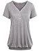 Hibelle Women's Y Neck Short Sleeve Casual T Shirt Tops