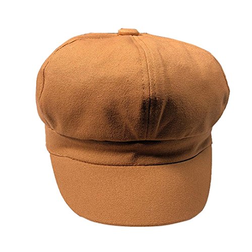 Womens Adjustable Soft Fit Cotton Visor Beret Newsboy Hat Cap (Coffee)