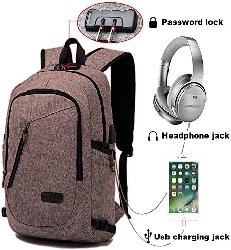 Jusefu Anti-theft With USB Charge Port and Password Lock ,Lightweight Outdoor Waterproof Travel Business Laptop Backpack College Backpack