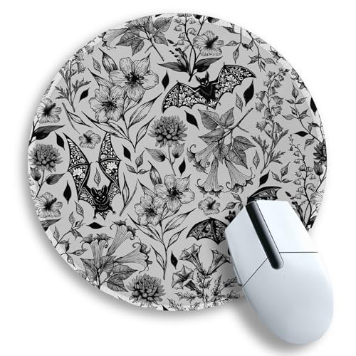 Gctriki Goth Floral Bat Mouse Pad