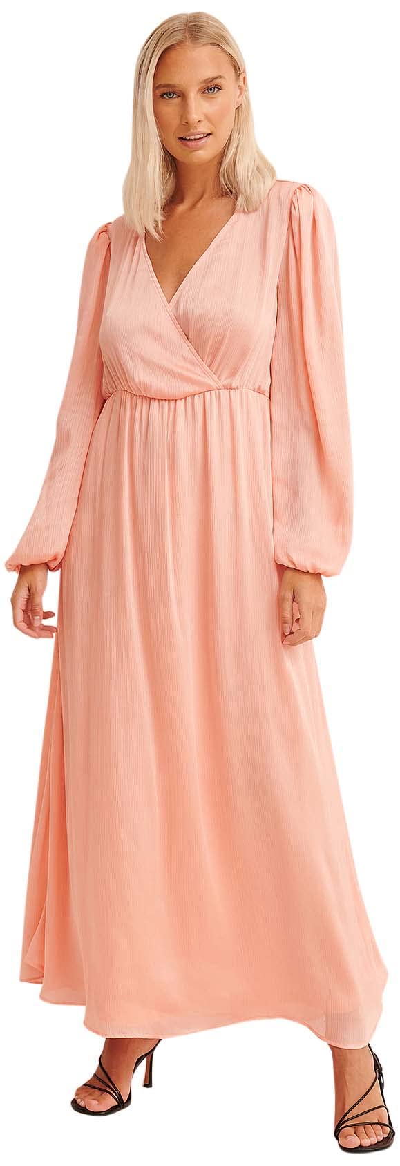 NA-KD Balloon Sleeve Structured Maxi Dress, Desert Pink, EU 32
