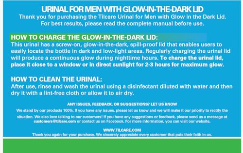 Urinals for Men Spill Proof Nighttime - Glow in Dark Urine Bottle - Portable Urinal for Men with Screw-on Lid - Pee Bottles for Men - 30oz Bedside Male Urinal - Mens Urinal, Car Travel Urinals for Men