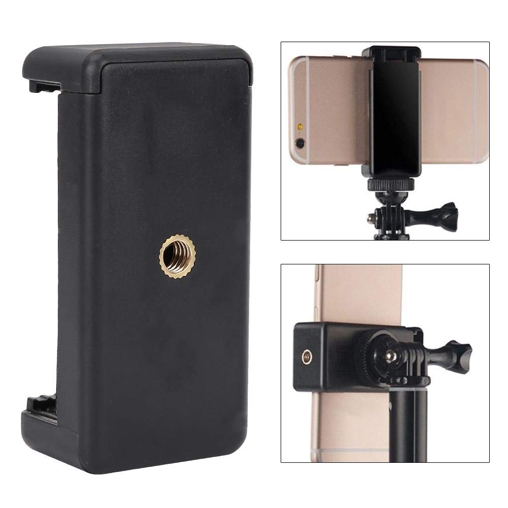 Mini Phone Selfie Clamp Bracket,Portable Universal 1/4 Flash Hot Shoe Screw Adapter Tripod Mount Phone Clip Holder Handle Grip Base for DSLR Camera