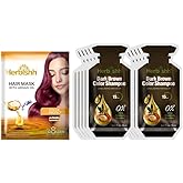 Herbishh Hair Shampoo with 3-in-1 Dye | PPD-Free | Easy Gray Coverage | Travel Size | 10 Sachets + 1 Argan Mask Pouch (Dark Brown)