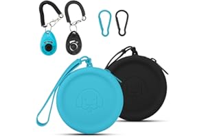 WALLFID Silicone Dog Treat Pouch Small Bag,2PCS Pet Walking Bag for Dog and Cat,Pocket Size,Easy to Clean, Odorless, Zipper Design,Moisture-proof,Travel Walking Bag,Portable Training Bag(lake blue&black)