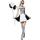 ReneeCho Sexy Clown Costume Halloween Costume for Women Circus Clown Harlequin Thigh Highs