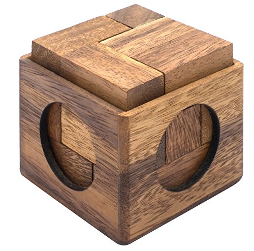 Cube Puzzle: Wooden Puzzle for Adults a Handmade 3D Brain Teaser Soma Cube from SiamMandalay