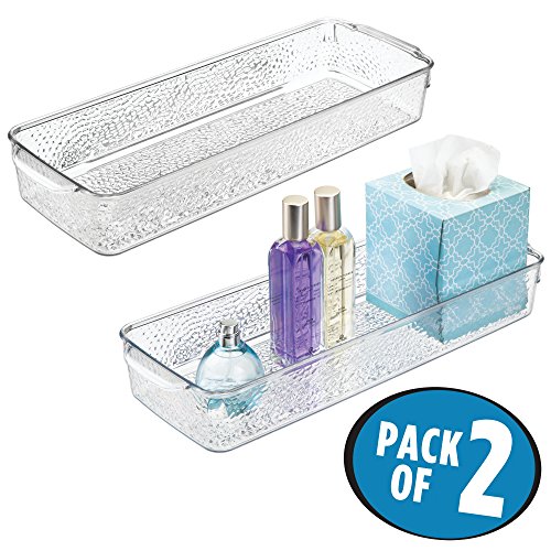 mDesign Long Plastic Bathroom Vanity, Countertop, Toilet Tank Top