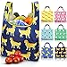 EasyEarth Reusable Shopping Grocery Bags EcoSilk [6 Pack] - Cute Dogs, Unbreakable, Foldable, Washable, 50 lb Heavy Duty, Eco Friendly Bag with Handles for Animal Lovers