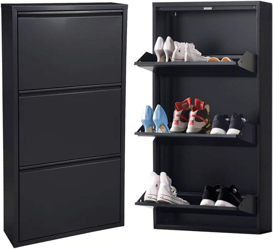 Scarpiera BAKAJI In Legno Melaminico - 3 Ante A Ribalta, 60x24x120cm, Verde E Quercia - Foto 6