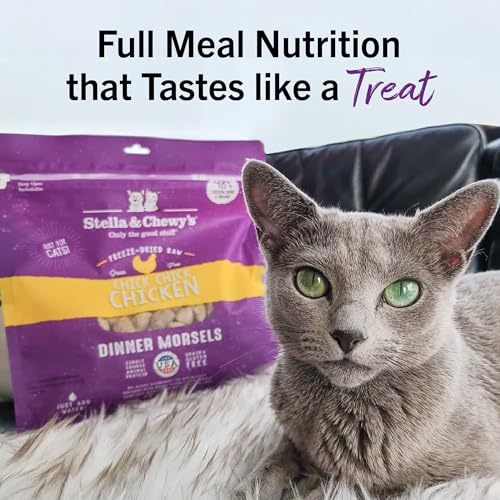 STELLA & CHEWY’S FREEZE-DRIED RAW CAT DINNER MORSELS – PREMIUM CHICKEN RECIPE WITH 98% CAGE-FREE MEAT & ORGANS – NATURAL GRAIN-FREE CAT & KITTEN FOOD – MADE IN USA – 3.5 OZ