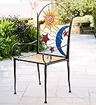 Stars, Moon and Sun Metal Outdoor Chair Celestial Design Patio Sunroom Porch 23¾ L x 21¾ W x 45 H