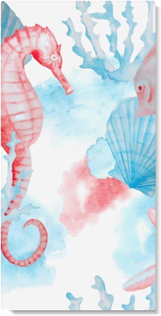 Cooper girl Watercolor Seahorse Beach Pool Towel Beach Throw 74x37 Inch for Women Men Kids Boys Girls