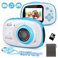 LDF Kids Camera Underwater Digital Camera Dual 8MP HD 1080P IP68 Waterproof with 2.0inch IPS Screen 8X Digital Zoom and 8GB Memory Rechargeable Front and Rear Selfie Video Camera for Children