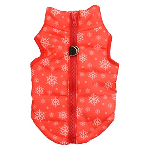 Mikey Store Pet Cartoon Cute Cloth Dog Cloth Dog Winter Cloth Pet Vest (Red, L)