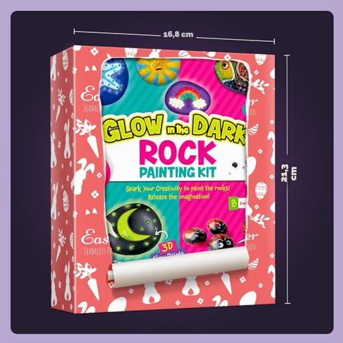 Dr. Daz 10 Rocks Paint Kit, Painting Crafts for Boys Girls 6 7 8 9 10 11 12 Year Old Creative Toys Glow in the Dark