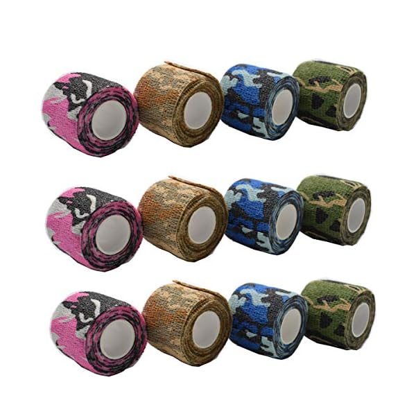Tarnband Selbsthaftend,dancepandas 12 Rollen Camouflage Tape Tarnnetz Selbstklebender Verband für Paintball Waffen,Taschenlampe, Teleskop, Fahrrad (5CMx4.5M)