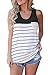 Itsmode Women's Casual Summer Color Block Striped Tank Tops Blouses S-XXL
