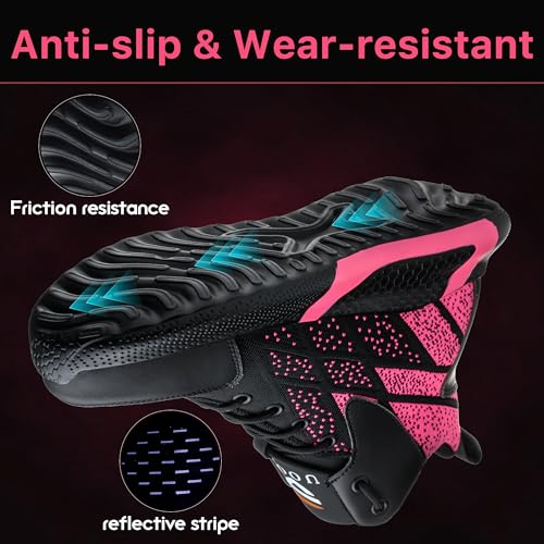 COOU Safety Boots for Men Lightweight Safety Shoes Women Breathable Safety Footwear Steel Toe Work Boots