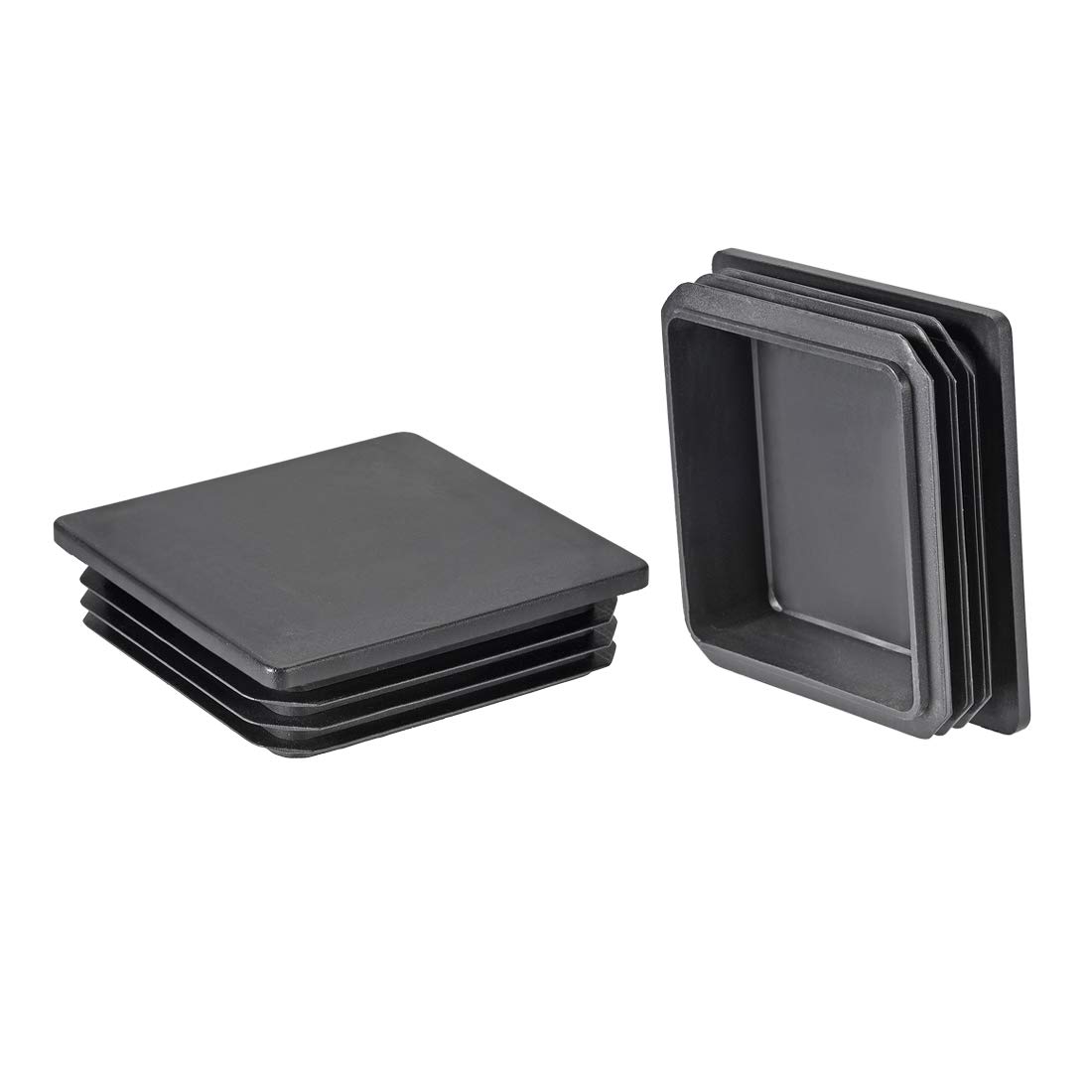 sourcing map 4Pcs 90mmx90mm(3.54inch) Plastic Tubing Plug Square Post End Caps for Handrail Stair Newel Guardrail Tube Black
