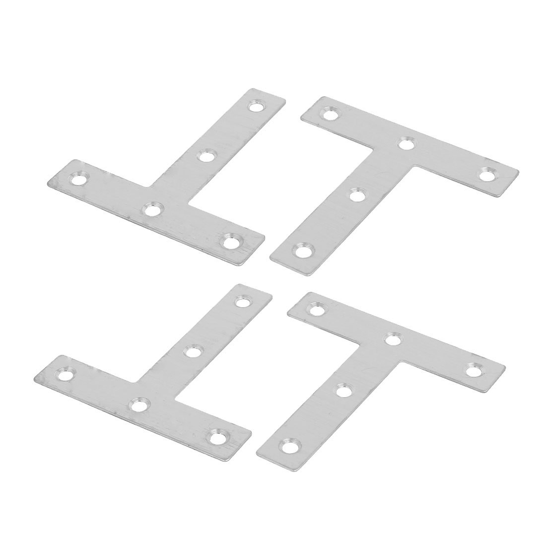 Sourcingmap 80mmx80mmx1mm Stainless Steel Flat T Shaped Corner Brace Repair Plates 4pcs