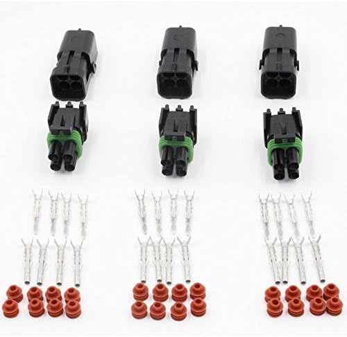 TinFmoon 4 Pin Way Waterproof Electrical Connector Plug for Car Auto Pack of 3 Sets