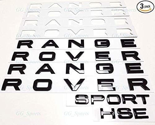 3PCS Gloss Black 3M Letters Hood OR Trunk Tailgate Range Rover & Sport HSE Logo
