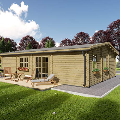 Chaletdejardin.fr Chalet de Jardin en Bois UZES, 70m², avec terrasse Couverte, 58mm d'épaisseur de Mur