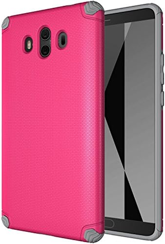 Huawei Mate 10 Case,YABO Carbon Fiber Design Shock Absorption Lightweight Armor PC and Inner Soft TPU Full-body Protective Cover Case for Huawei Mate 10 - Pink