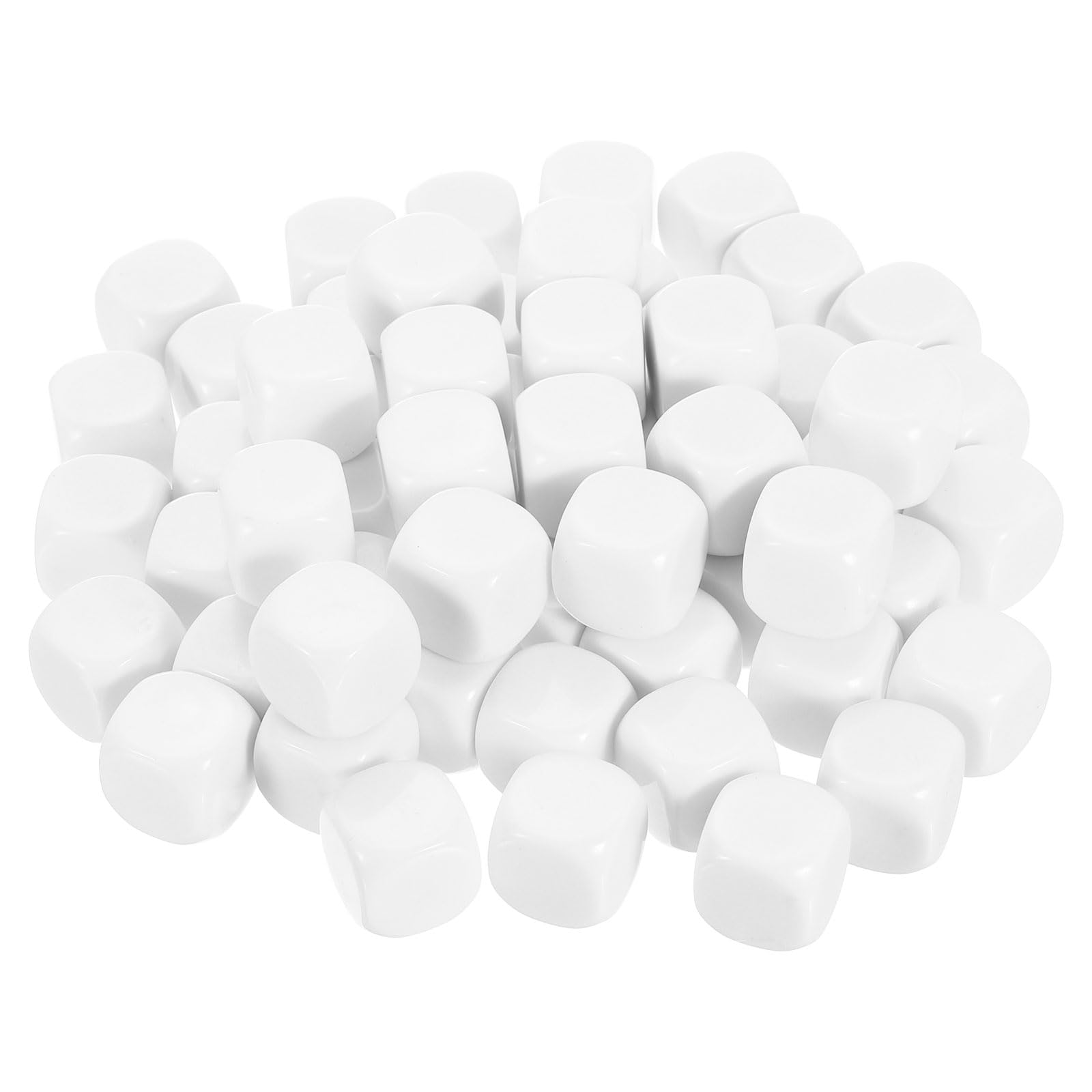 sourcing map 100 Pcs Acrylic Blank Dice Six Sided, 2cm/0.79inch Rounded Corners Blank White Dice Cube with Smoothed Surface for DIY Craft Board Game, White