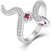 SNOWELLE Snake Ring 925 Sterling Silver Rose Snake Jewelry Gift for Women