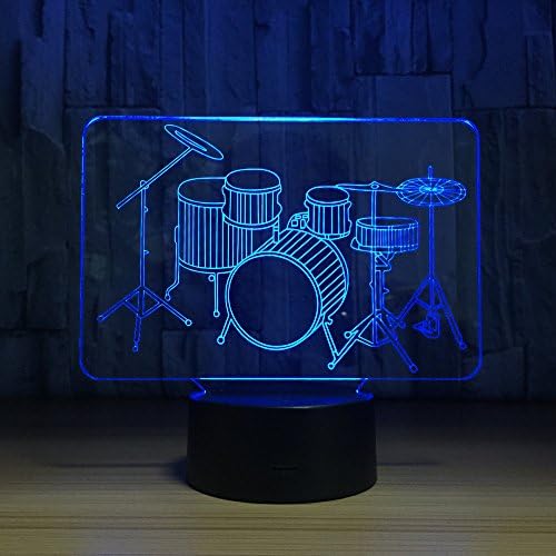 3D Optical Illusion Drum Set Night Light Lamp 7 Color Changeable Toy Drum Kit LED Desk Decoration Lamp Best Gift for for Music Lovers Fans …