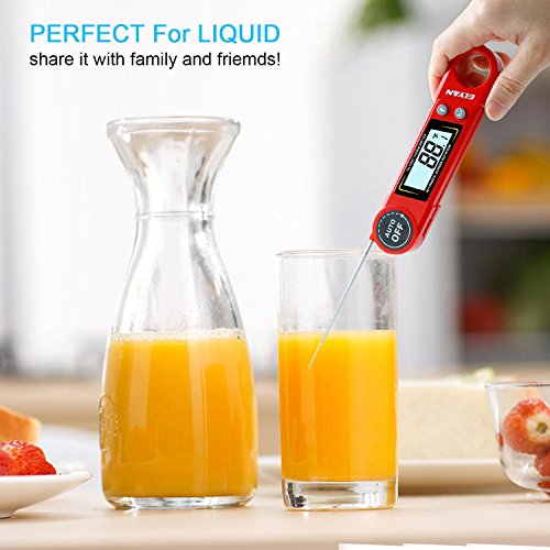 ELYAN Kitchen Thermometer Meat Thermometer Cooking Thermometer BBQ Thermometer Report Thermometer Instant Read Thermometer with Blue Backlit LCD Display Voice for Grilling Food Milk Bath Water - Thumbnail 5
