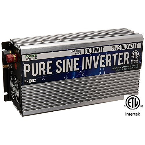 GoWISE Power 1000W Pure Sine Wave Inverter 12V DC to 120V AC with 2 AC Outlets + 1 5V USB Port, 2 Battery Cables, and…