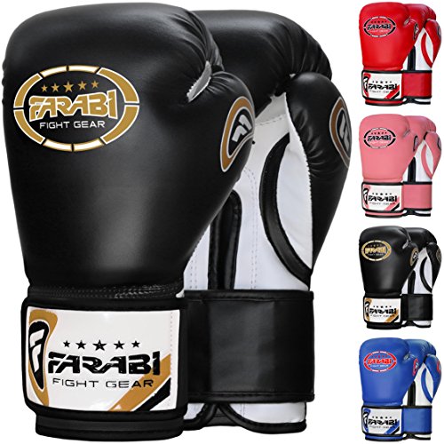 Farabi 8oz Junior Boxing Gloves Kids Boxing Gloves 8-oz Boxing Gloves Sparring, Training Bag Mitt Gloves for Punching, Sparring, Workout, Training (8-OZ, Black)