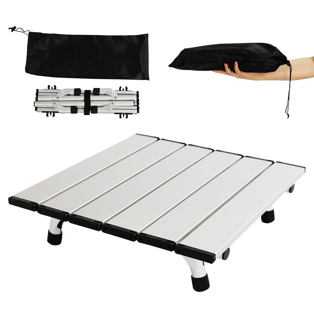 TIYASTUN Small Camping Table - Folding Aluminum Picnic Table, Lightweight Portable for Outdoor Camping, Hiking, Fishing
