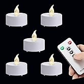 Mookray Remote Control LED Tea Lights Battery Operated Flameless Candles 5Pcs Realistic and Bright Flickering Long Lasting 400 Hours Electric Candles for Christmas Home Party Wedding Decor (White)