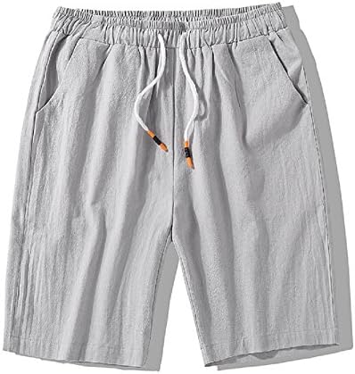XRDshoes Men's Casual Cotton and Linen Pants Summer Beach Trend Fashion Linen Shorts (Lightgrey, XXL)
