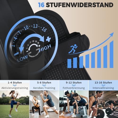 Rudergerät für Zuhause, Magnetisches Rudergerät mit 16 verstellbaren Widerstandsstufen, LCD-Display und Smartphone-Halter, NV-1791