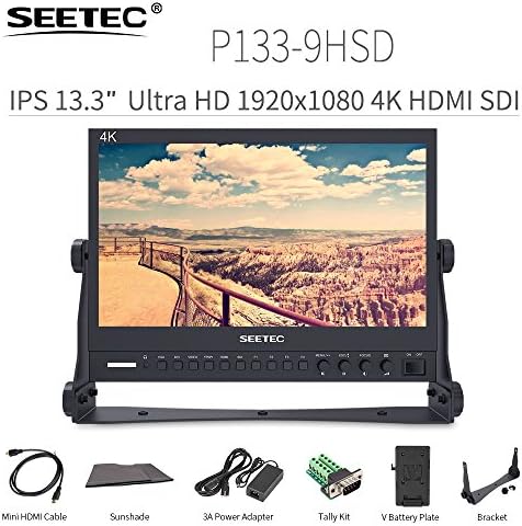 SEETEC 4KP133-9HSD 13.3" 3G-SDI 4K HDMI Production Monitor with IPS FHD 1920x1080 Waveform Vector Scope Histogram Peaking Focus Desktop Director Monitor
